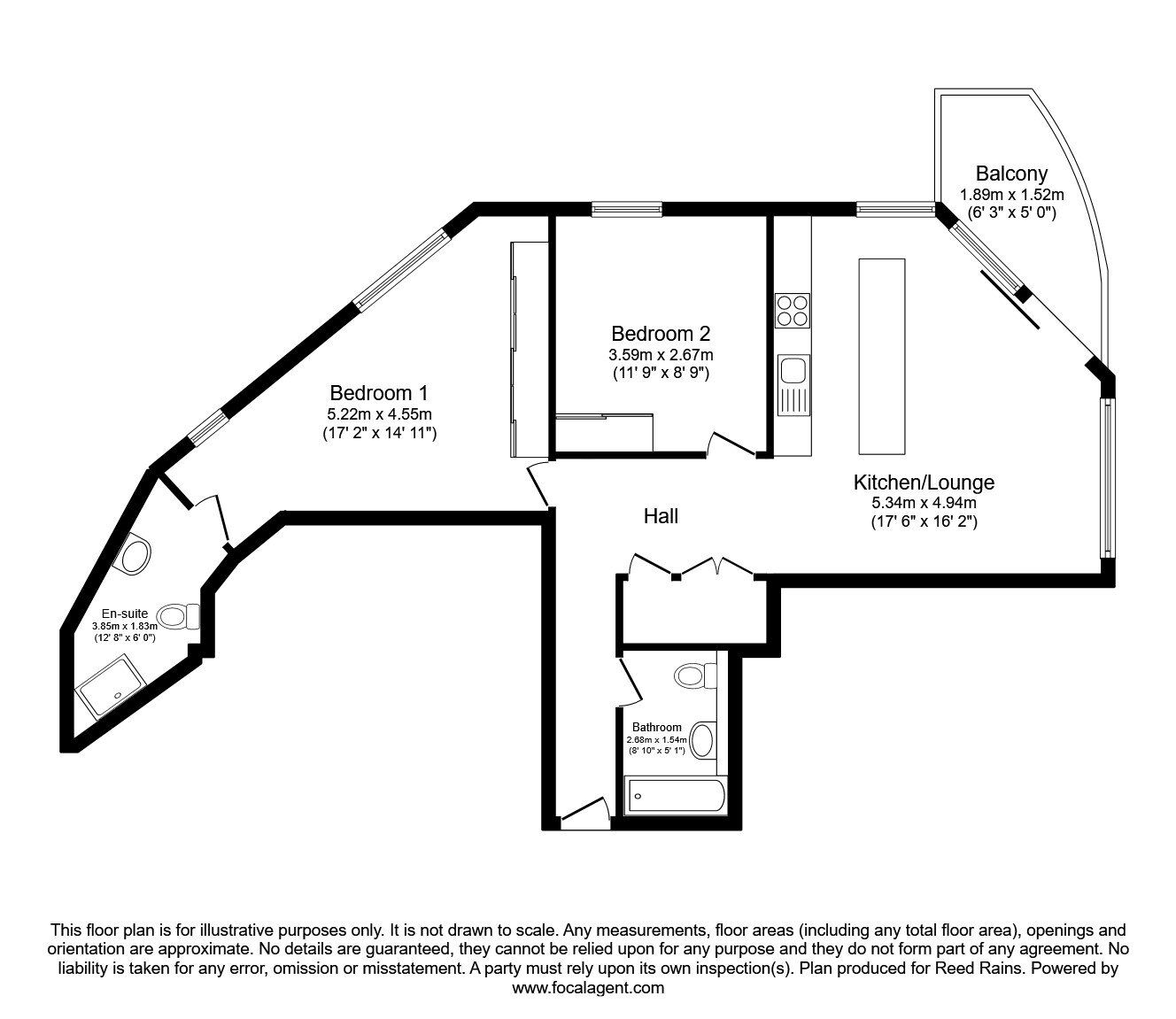 Floorplan of 2 bedroom Flat for sale, Canal Street, Nottingham, Nottinghamshire, NG1