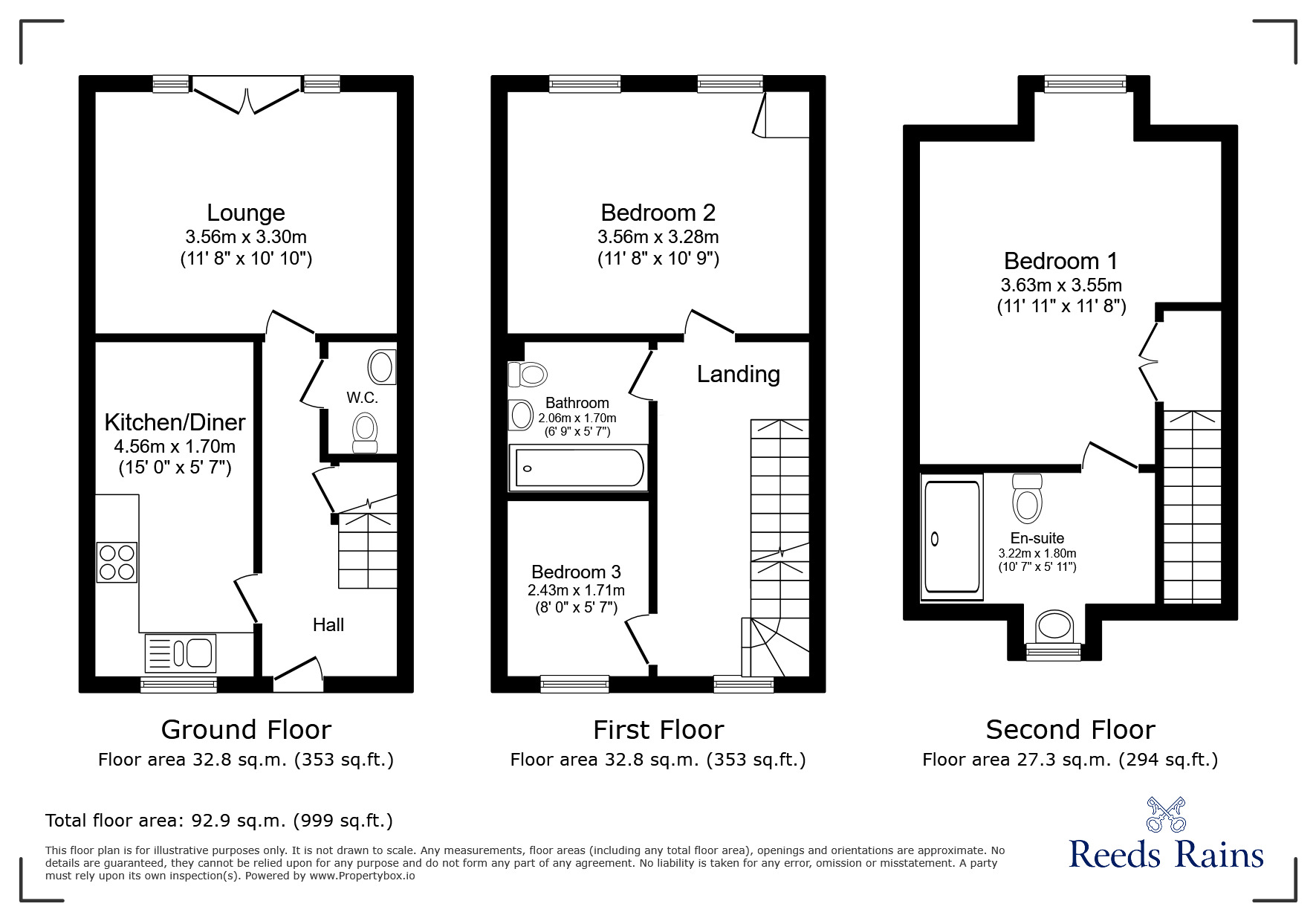 Floorplan of 3 bedroom Mid Terrace House to rent, Wallcroft Gardens, Middlewich, Cheshire, CW10