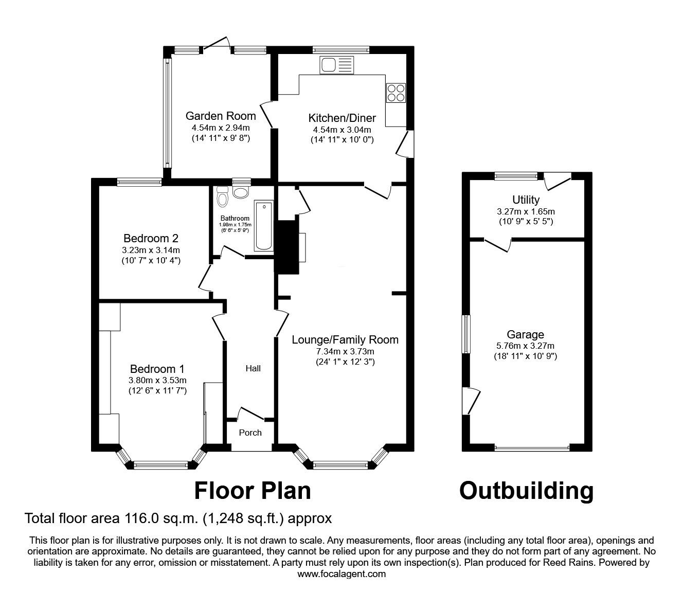 Floorplan of 2 bedroom Detached Bungalow for sale, West Road, Weaverham, Cheshire, CW8