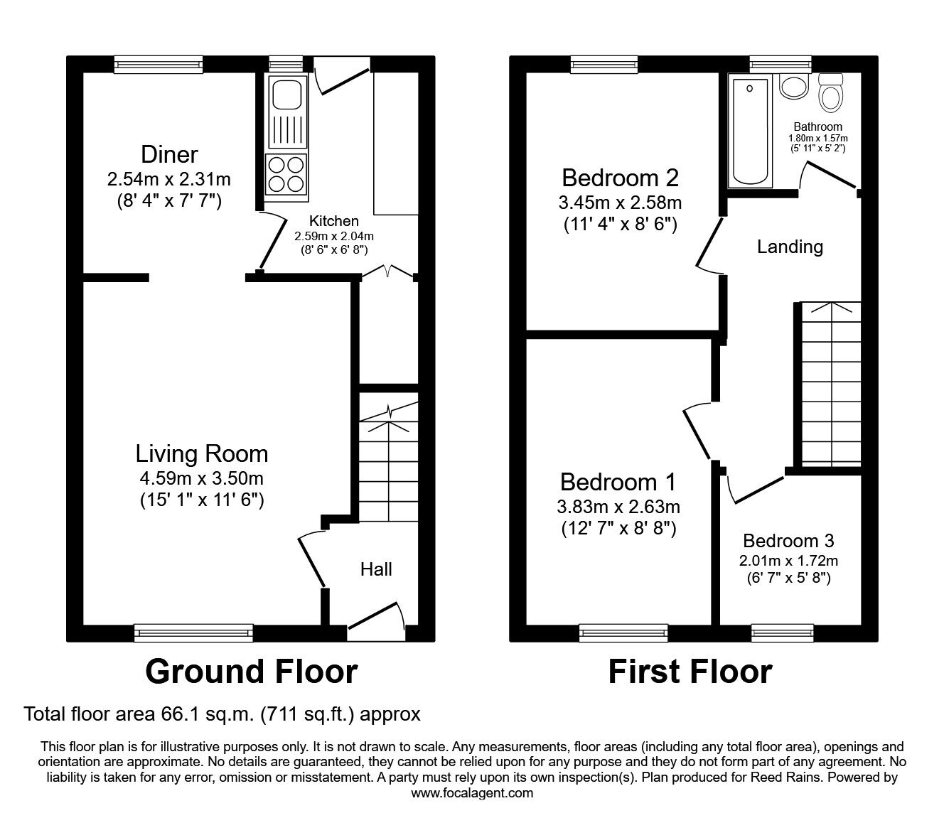Floorplan of 3 bedroom End Terrace House to rent, South Parade, Ossett, West Yorkshire, WF5