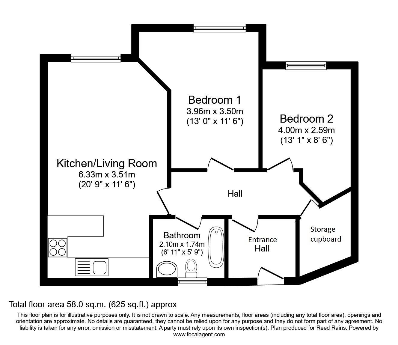 Floorplan of 2 bedroom  Flat for sale, Spindle Close, Dewsbury, West Yorkshire, WF12