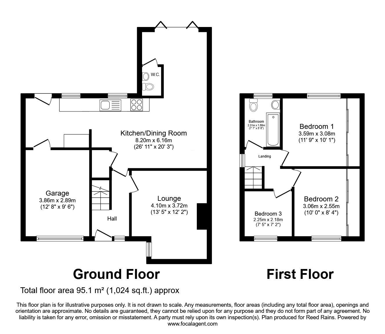 Floorplan of 3 bedroom Semi Detached House for sale, Bywell Road, Dewsbury, West Yorkshire, WF12