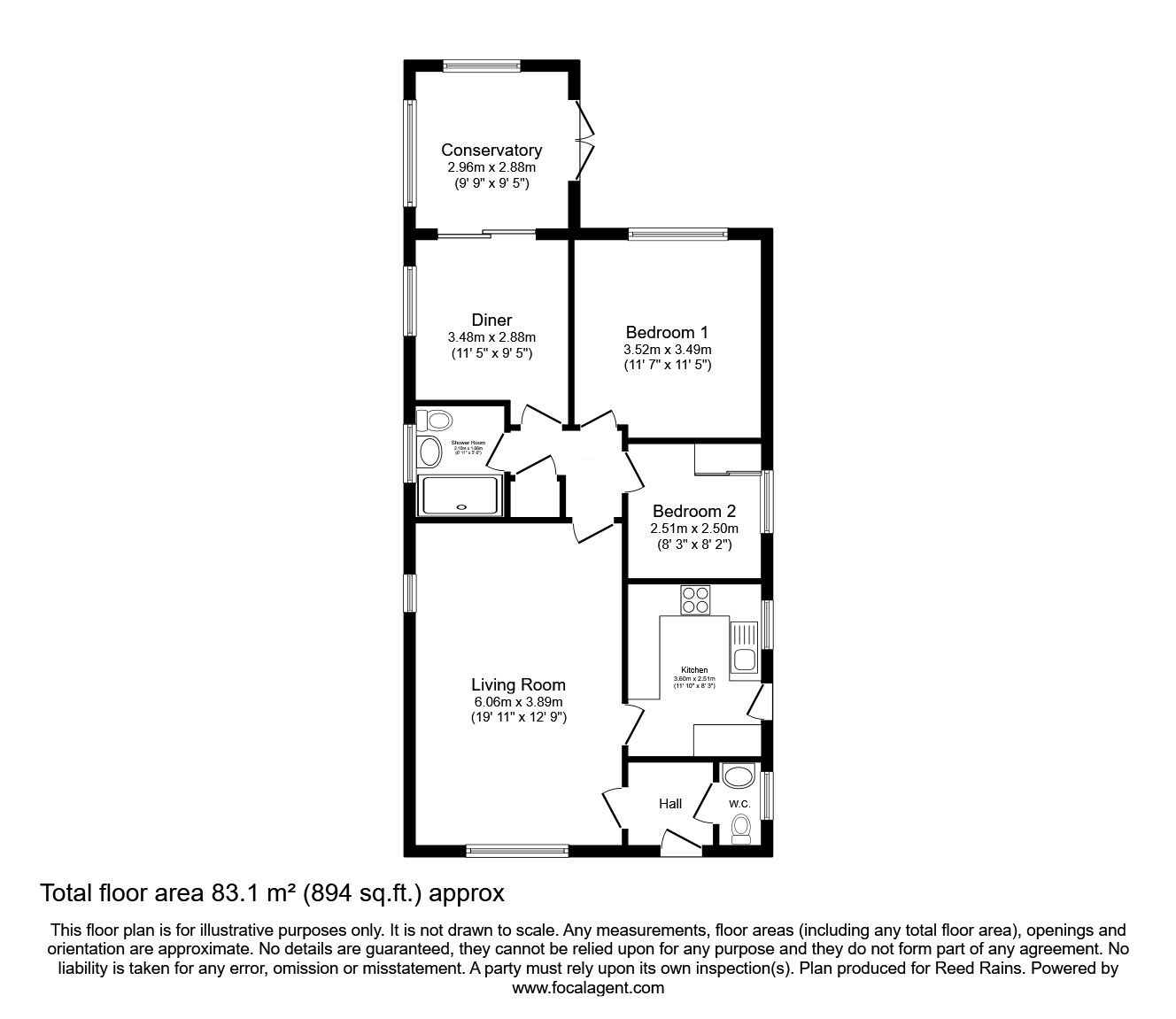 Floorplan of 3 bedroom Detached Bungalow for sale, Pildacre Brow, Ossett, West Yorkshire, WF5