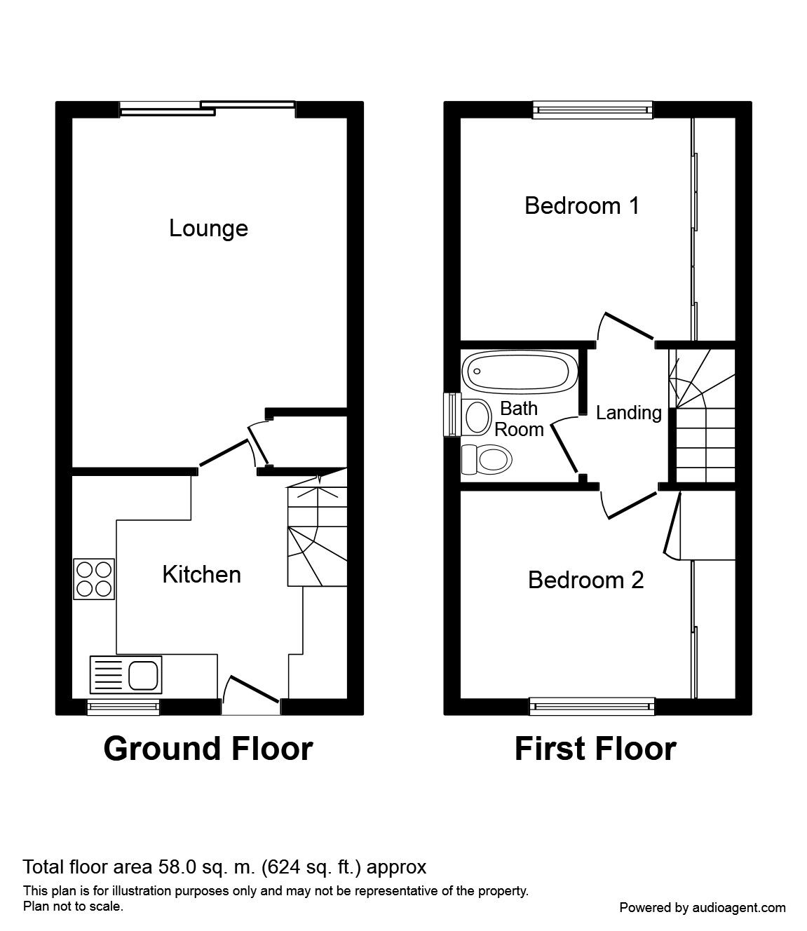 Floorplan of 2 bedroom Semi Detached House for sale, Berryfield Garth, Ossett, West Yorkshire, WF5