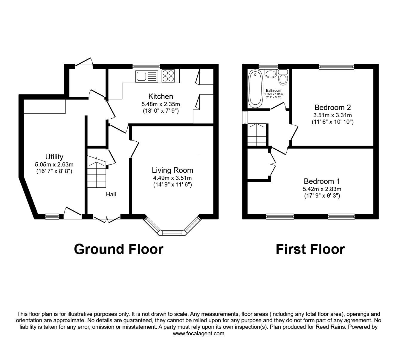 Floorplan of 2 bedroom Semi Detached House for sale, Princess Lane, Earlsheaton, West Yorkshire, WF12