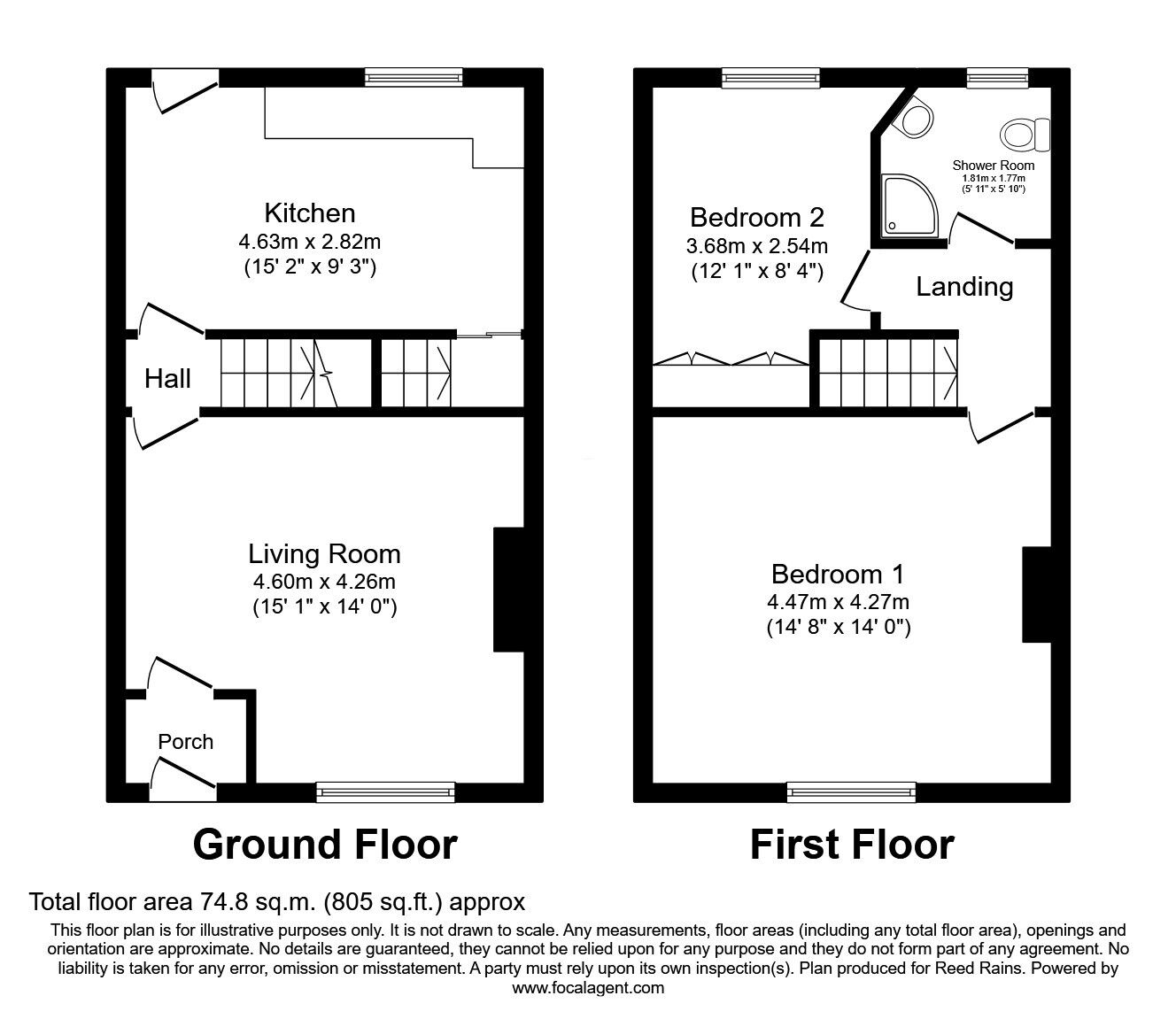 Floorplan of 2 bedroom End Terrace House for sale, High Street, Ossett, West Yorkshire, WF5