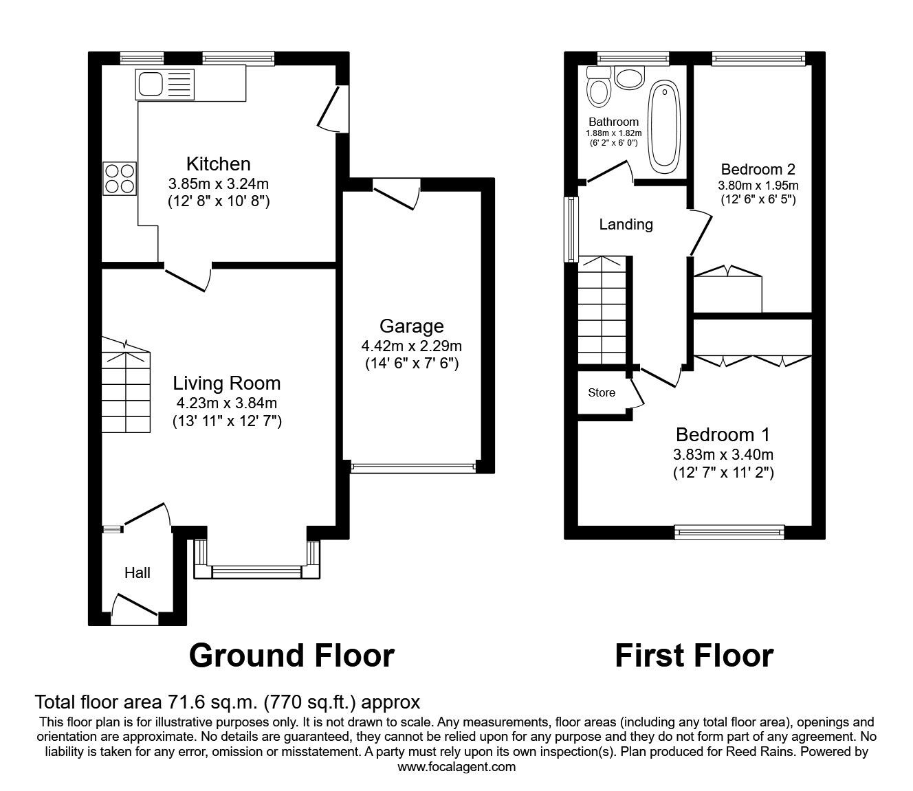 Floorplan of 2 bedroom Semi Detached House for sale, The Hawthorns, Ossett, WF5
