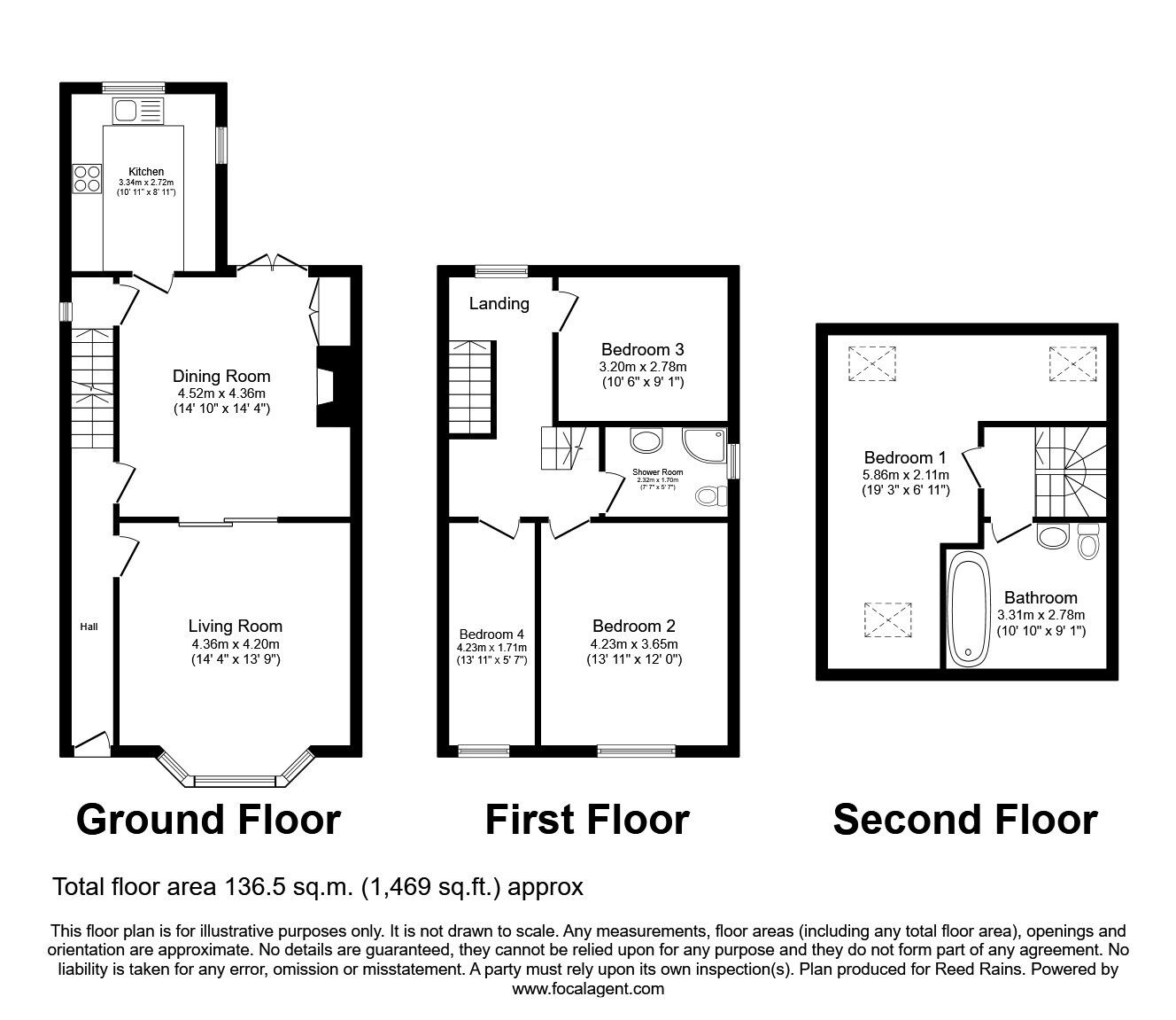 Floorplan of 4 bedroom Detached House for sale, Wesley Street, Ossett, West Yorkshire, WF5