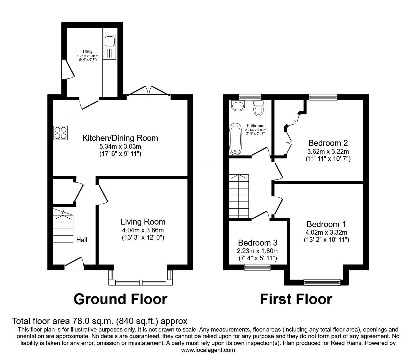 Floorplan of 3 bedroom Semi Detached House for sale, Thirlmere Road, Dewsbury, West Yorkshire, WF12