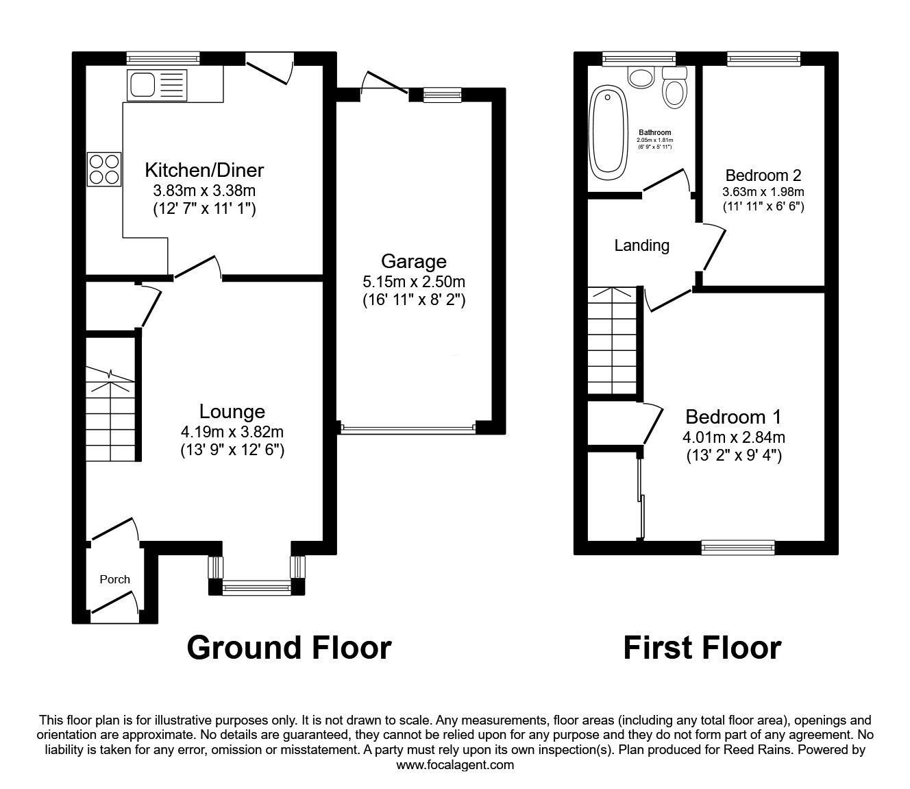 Floorplan of 2 bedroom Semi Detached House for sale, Dimple Gardens, Ossett, West Yorkshire, WF5