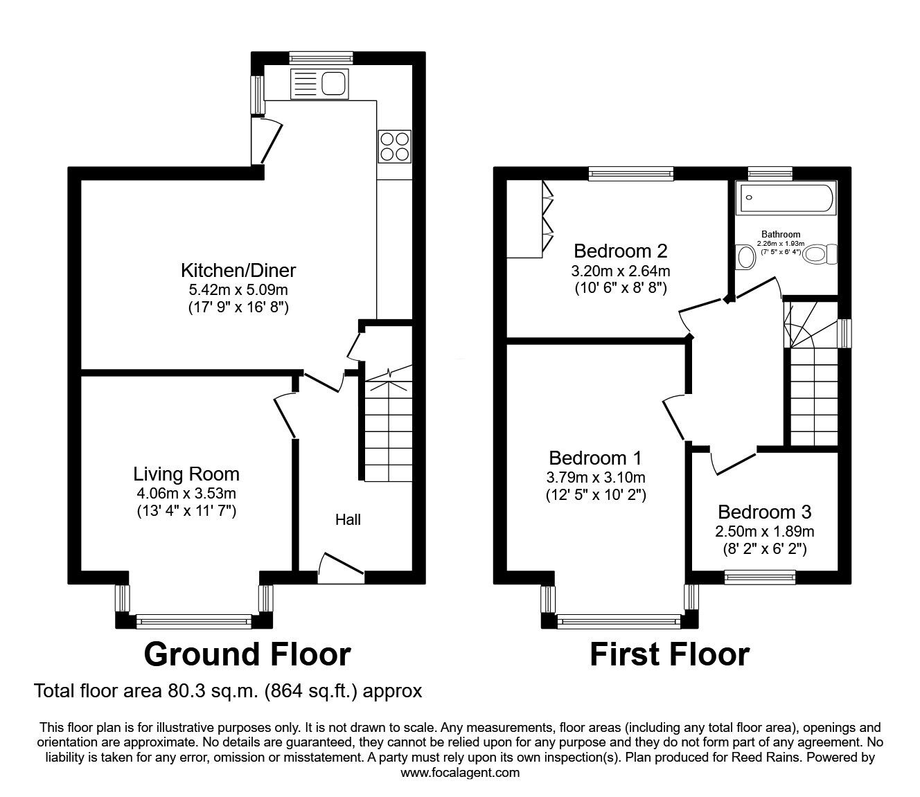 Floorplan of 3 bedroom Semi Detached House for sale, Thirlmere Road, Dewsbury, WF12