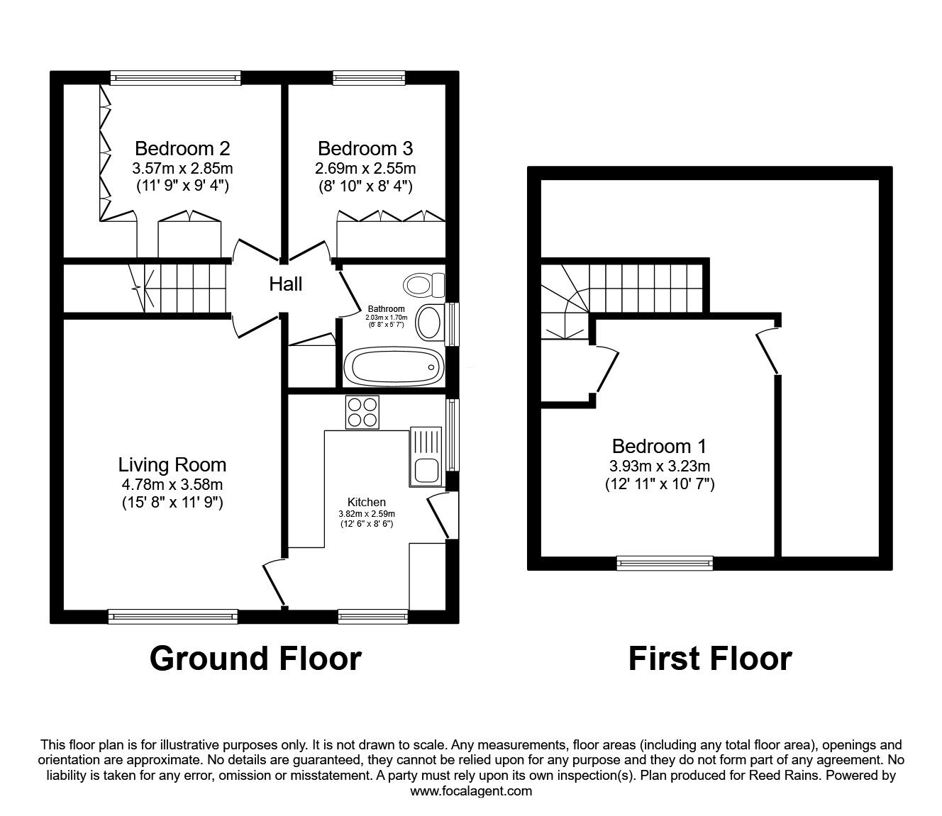 Floorplan of 3 bedroom Semi Detached Bungalow for sale, Spring View, Ossett, West Yorkshire, WF5