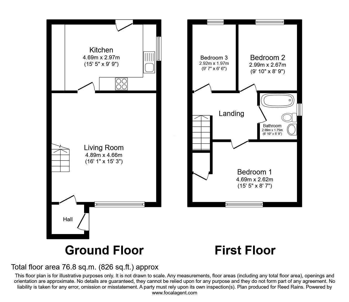 Floorplan of 3 bedroom Semi Detached House for sale, Towngate, Ossett, West Yorkshire, WF5