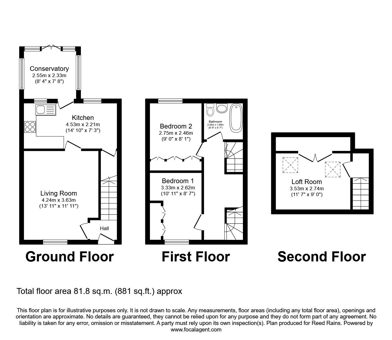 Floorplan of 3 bedroom Semi Detached House for sale, Frances Road, Earlsheaton, West Yorkshire, WF12