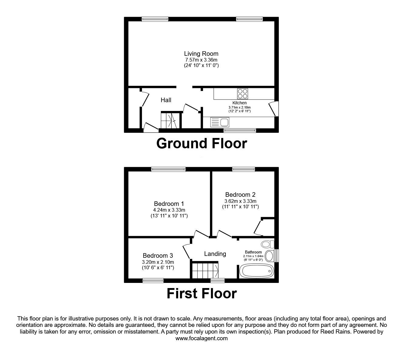 Floorplan of 3 bedroom Semi Detached House for sale, Headlands Avenue, Ossett, West Yorkshire, WF5