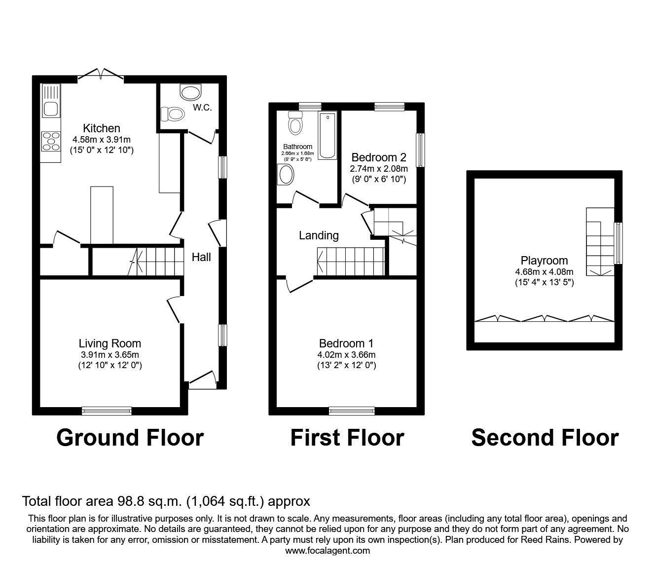 Floorplan of 2 bedroom Semi Detached House for sale, Healey Road, Ossett, West Yorkshire, WF5