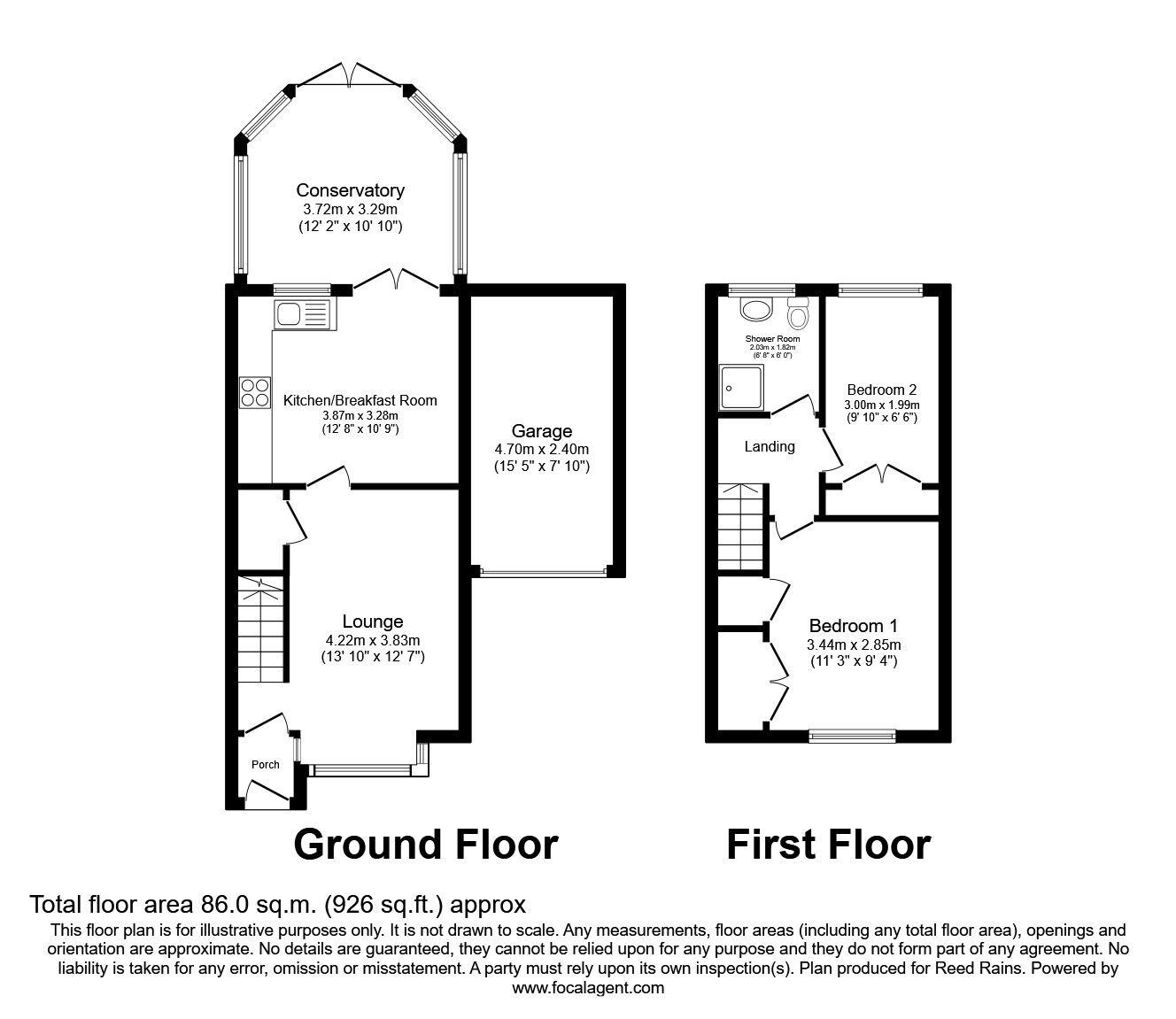 Floorplan of 2 bedroom Semi Detached House for sale, Dimple Gardens, Ossett, West Yorkshire, WF5