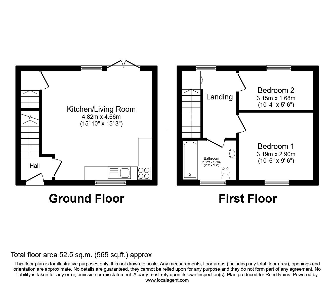 Floorplan of 2 bedroom Semi Detached House for sale, Lees Hall Road, Dewsbury, West Yorkshire, WF12
