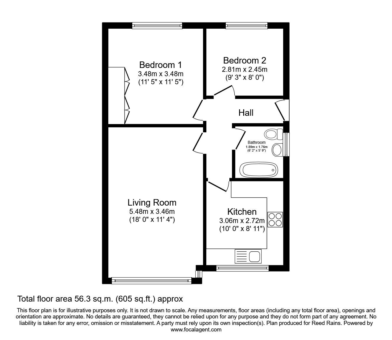 Floorplan of 2 bedroom Semi Detached Bungalow for sale, Blacker Crescent, Netherton, West Yorkshire, WF4