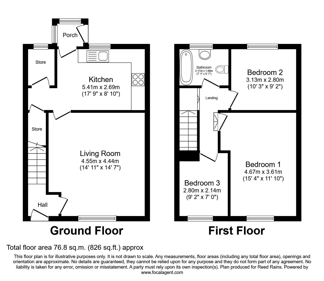 Floorplan of 3 bedroom Mid Terrace House for sale, Pildacre Hill, Dewsbury, West Yorkshire, WF12