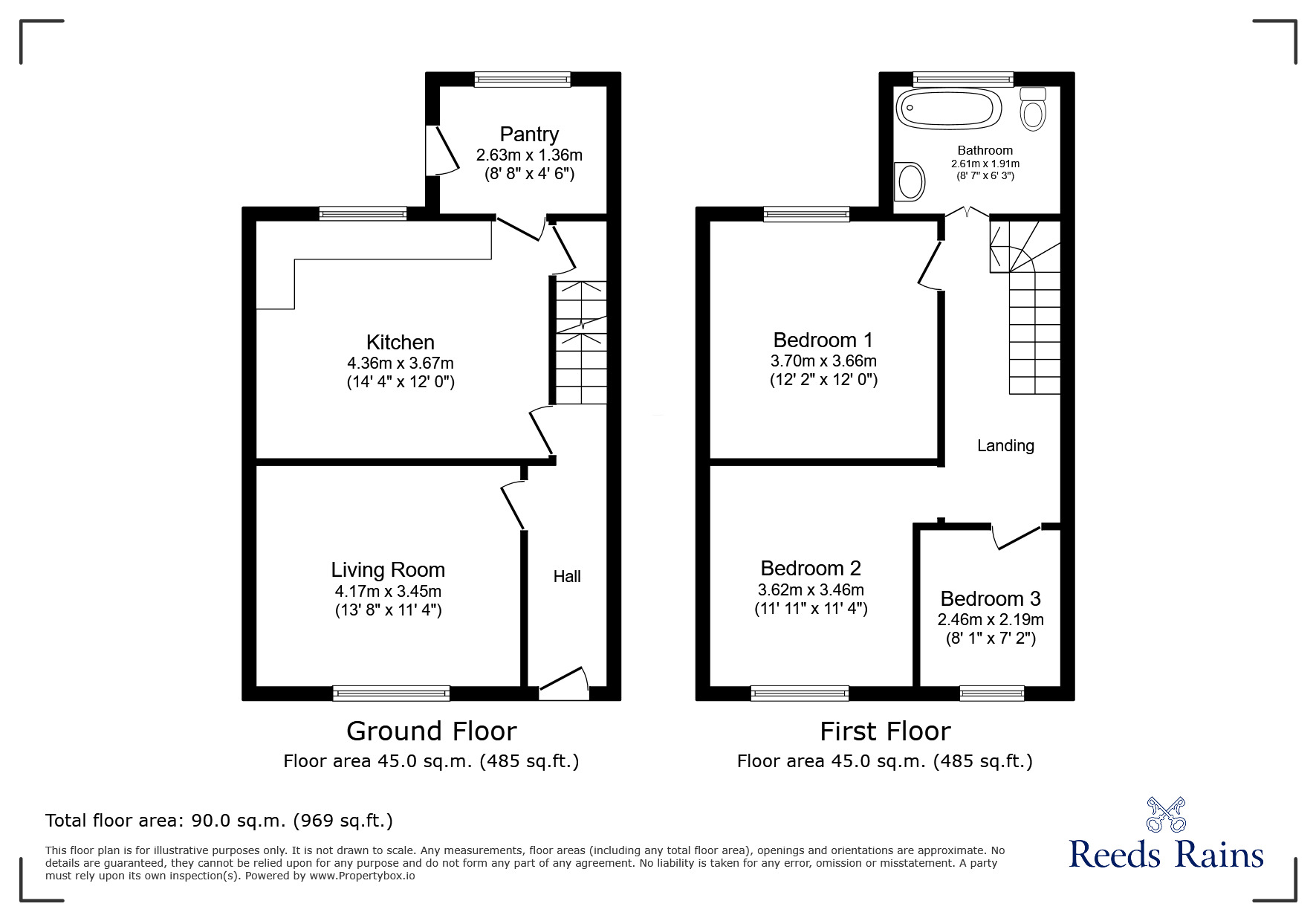 Floorplan of 3 bedroom Mid Terrace House for sale, Ossett Lane, Dewsbury, West Yorkshire, WF12