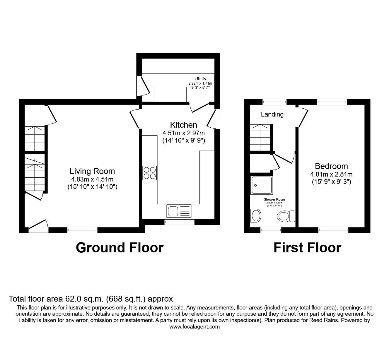 Floorplan of 1 bedroom Semi Detached House for sale, Mayfield Place, Dewsbury, West Yorkshire, WF13