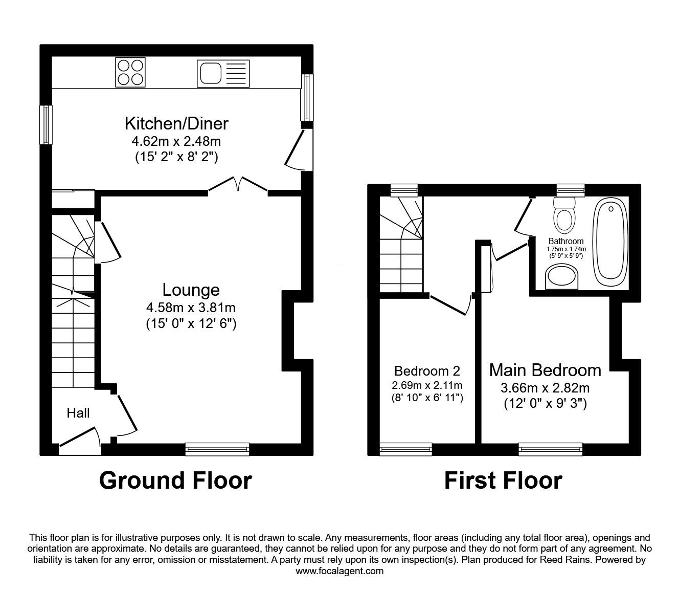 Floorplan of 2 bedroom End Terrace House for sale, Boundary Terrace, Moorend, West Yorkshire, WF13