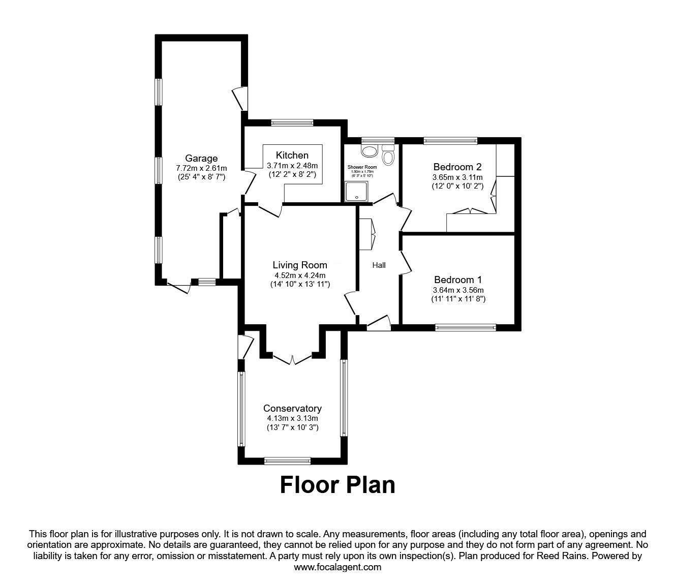 Floorplan of 2 bedroom Detached Bungalow for sale, Southfield Lane, Horbury, West Yorkshire, WF4