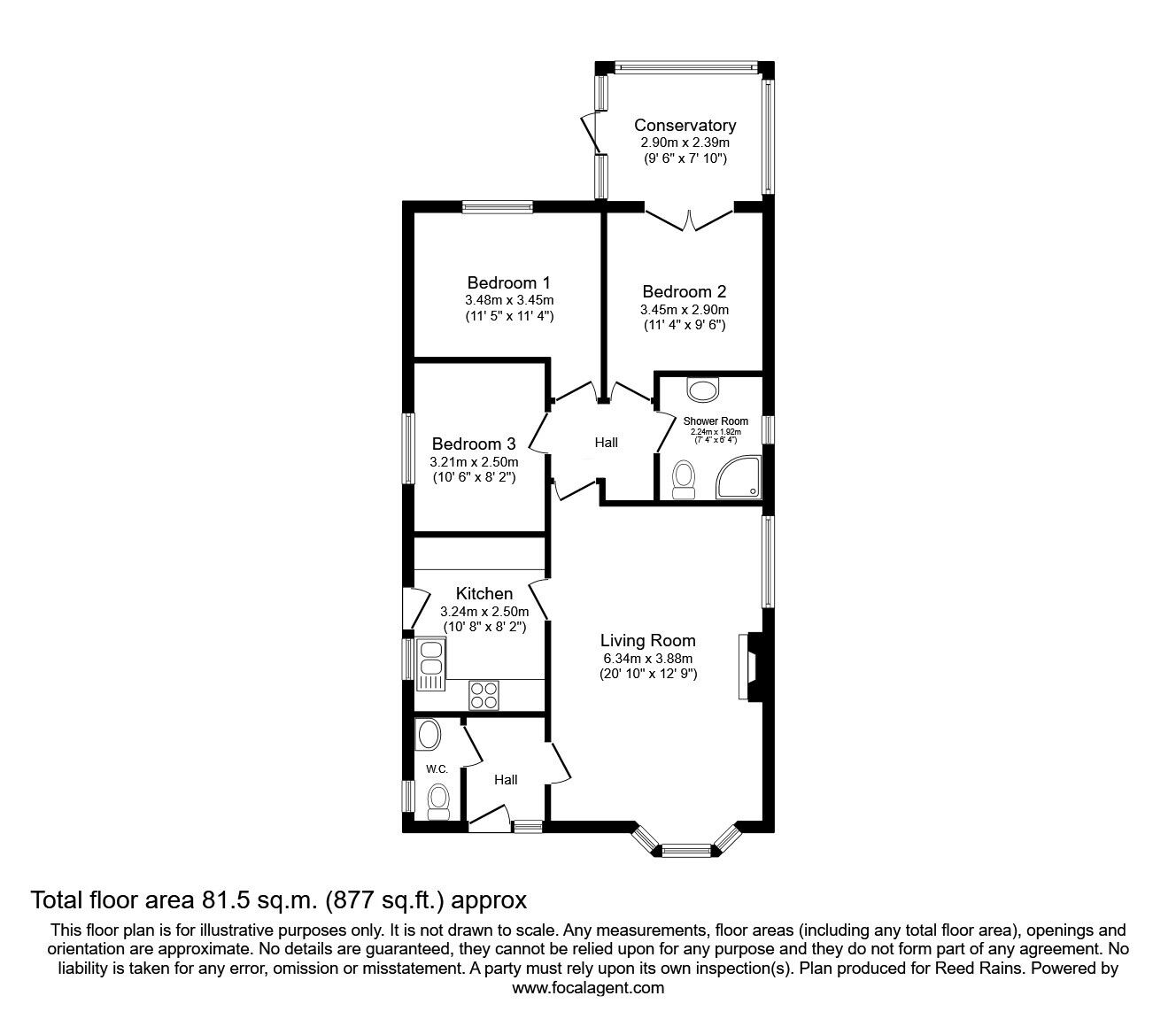 Floorplan of 3 bedroom Detached Bungalow for sale, Kings Croft, Ossett, West Yorkshire, WF5