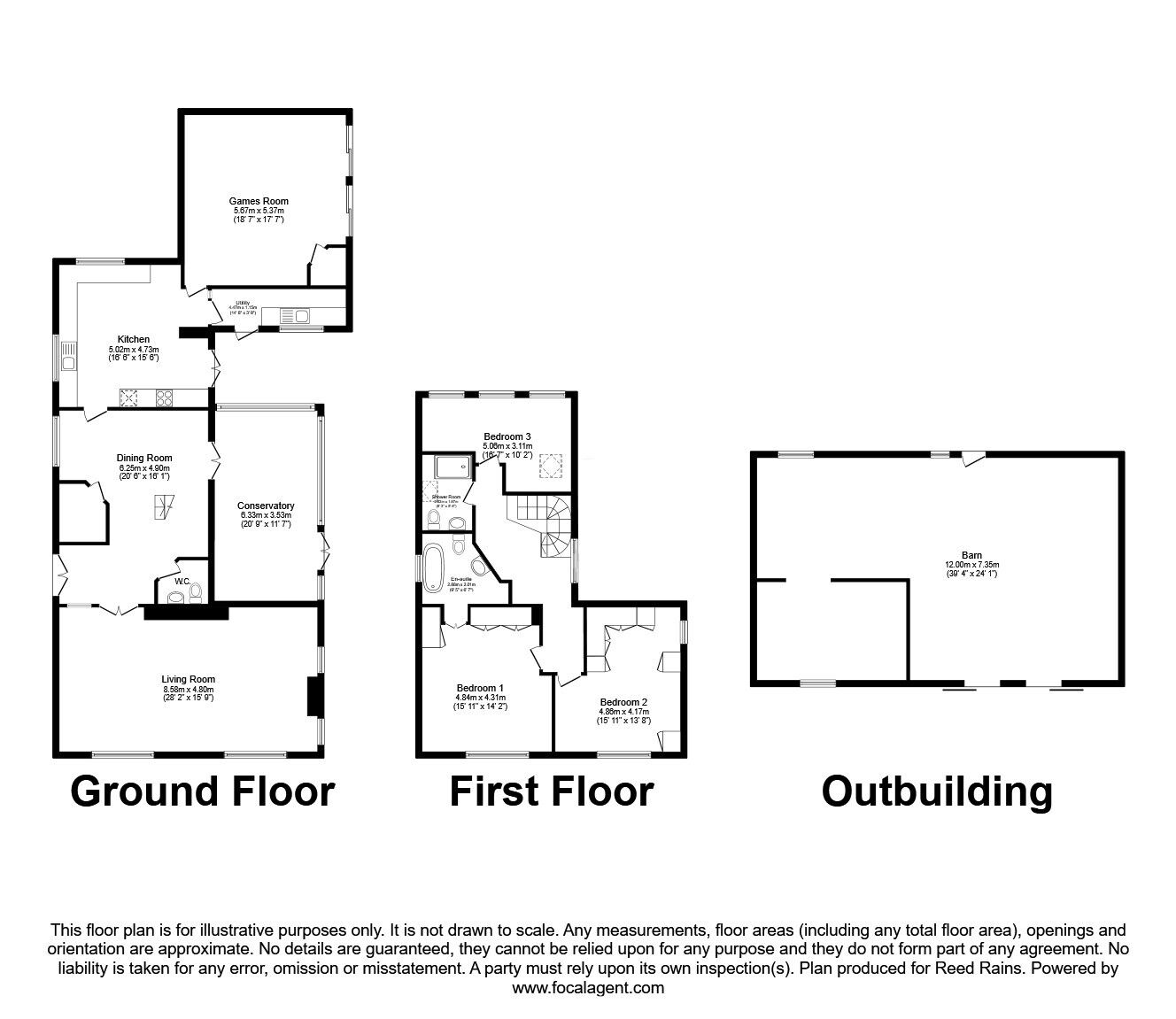 Floorplan of 3 bedroom Detached Property for sale, Upper Lane, Netherton, West Yorkshire, WF4