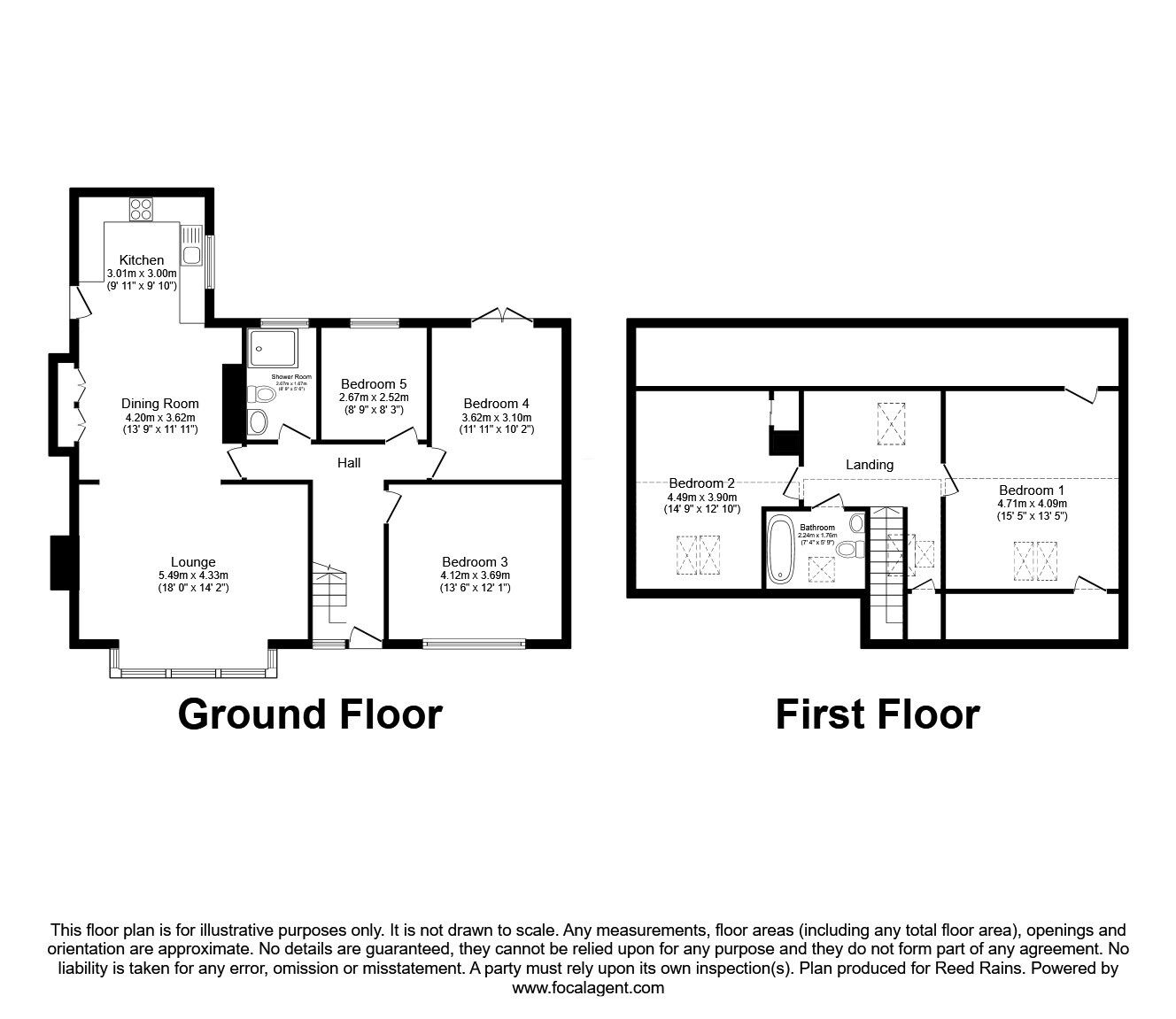 Floorplan of 5 bedroom Detached Bungalow for sale, Wakefield Road, Ossett, West Yorkshire, WF5