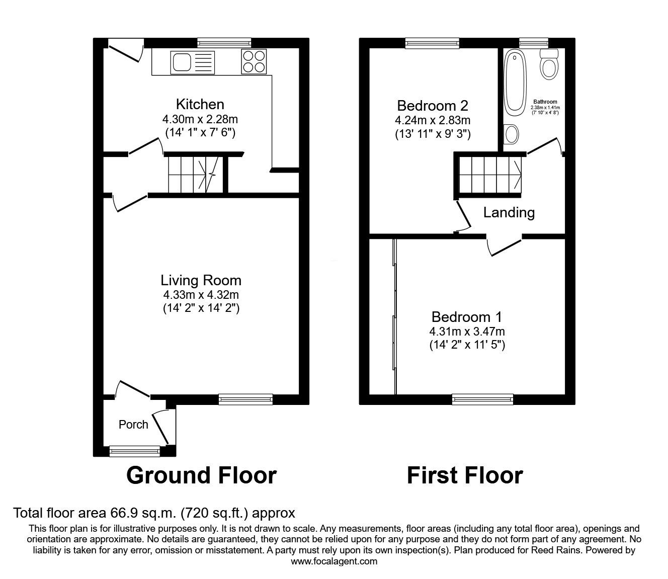 Floorplan of 2 bedroom End Terrace House for sale, Audrey Street, Ossett, West Yorkshire, WF5