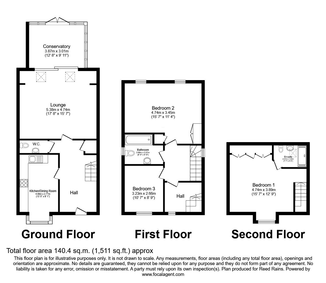 Floorplan of 3 bedroom Semi Detached House for sale, Jilling Gardens, Dewsbury, West Yorkshire, WF12