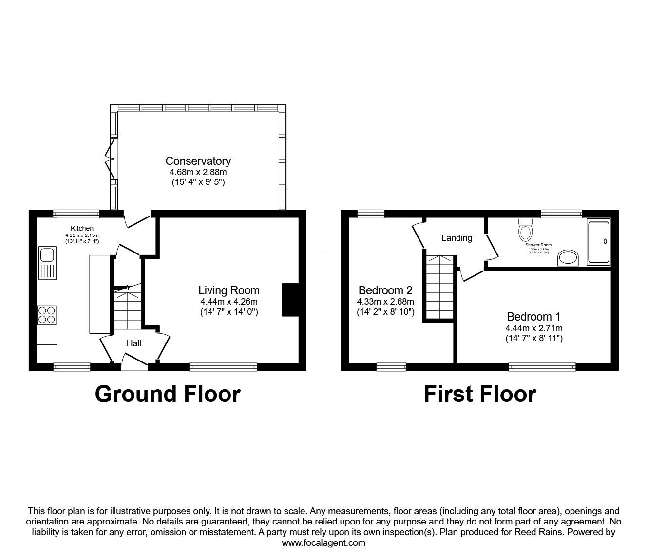 Floorplan of 2 bedroom Semi Detached House for sale, Field Lane, Ossett, West Yorkshire, WF5