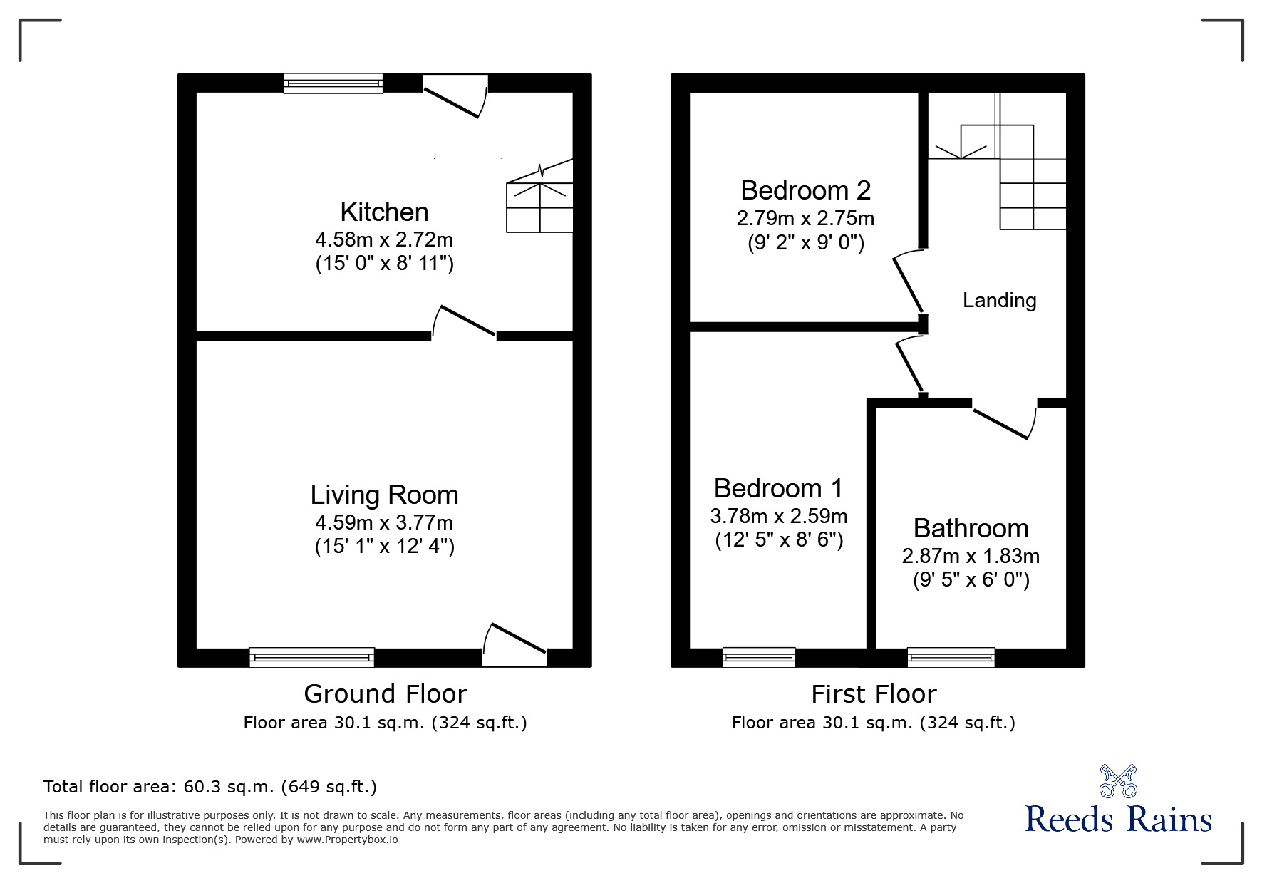 Floorplan of 2 bedroom Mid Terrace House for sale, George Street, Horbury, West Yorkshire, WF4