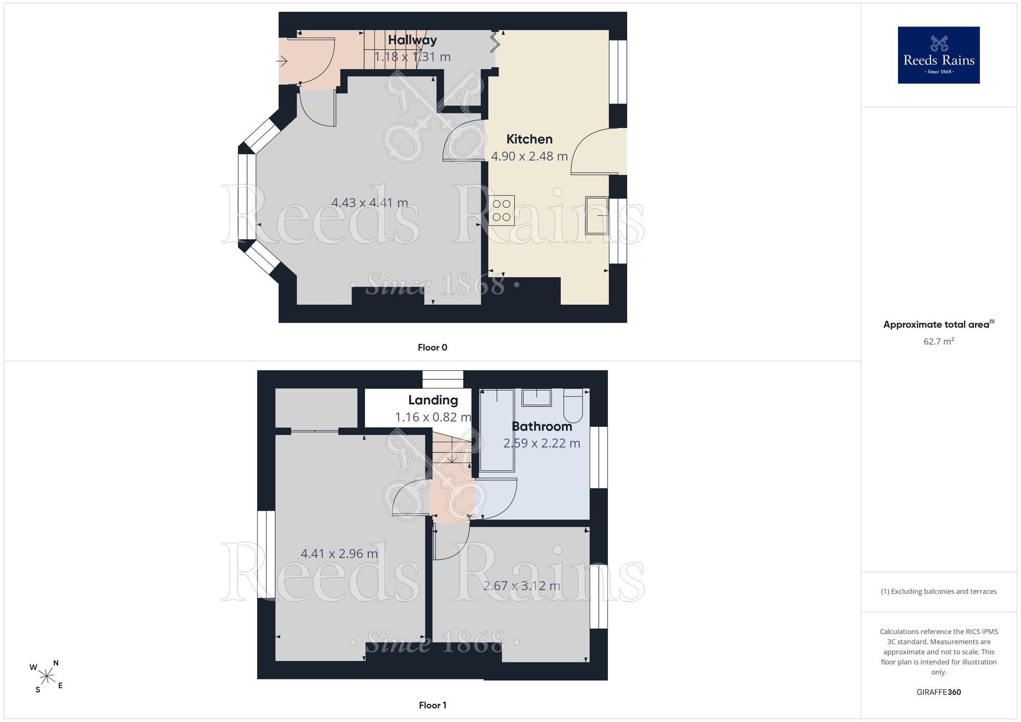 Floorplan of 2 bedroom Semi Detached House for sale, Queens Walk, Ossett, West Yorkshire, WF5