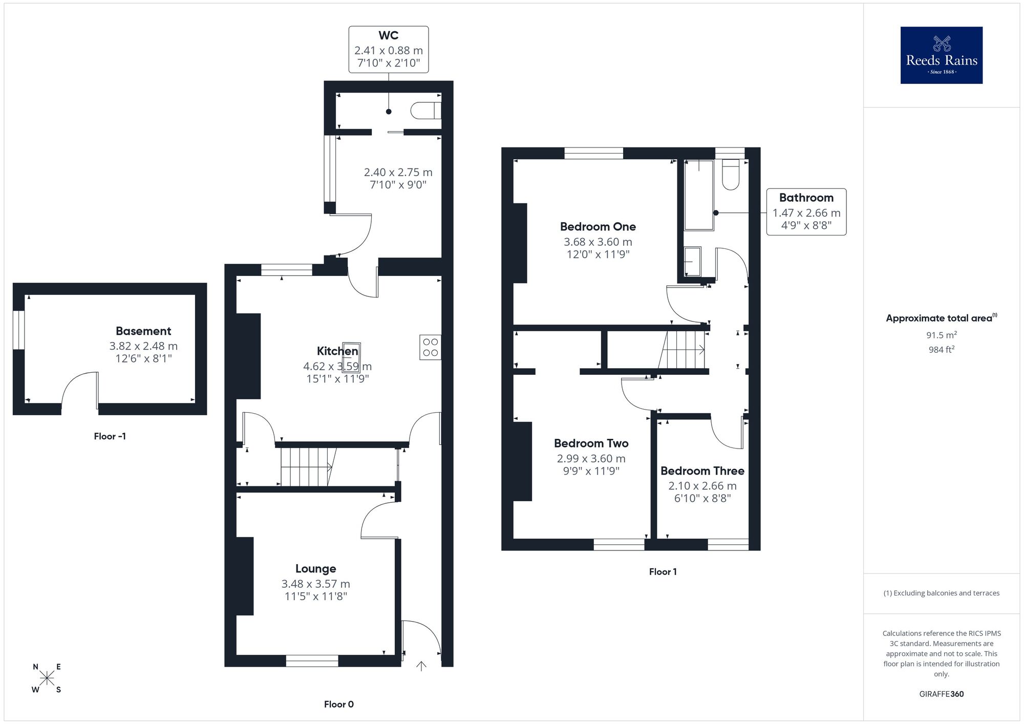 Floorplan of 3 bedroom Mid Terrace House for sale, Acute Terrace, Wakefield, West Yorkshire, WF2