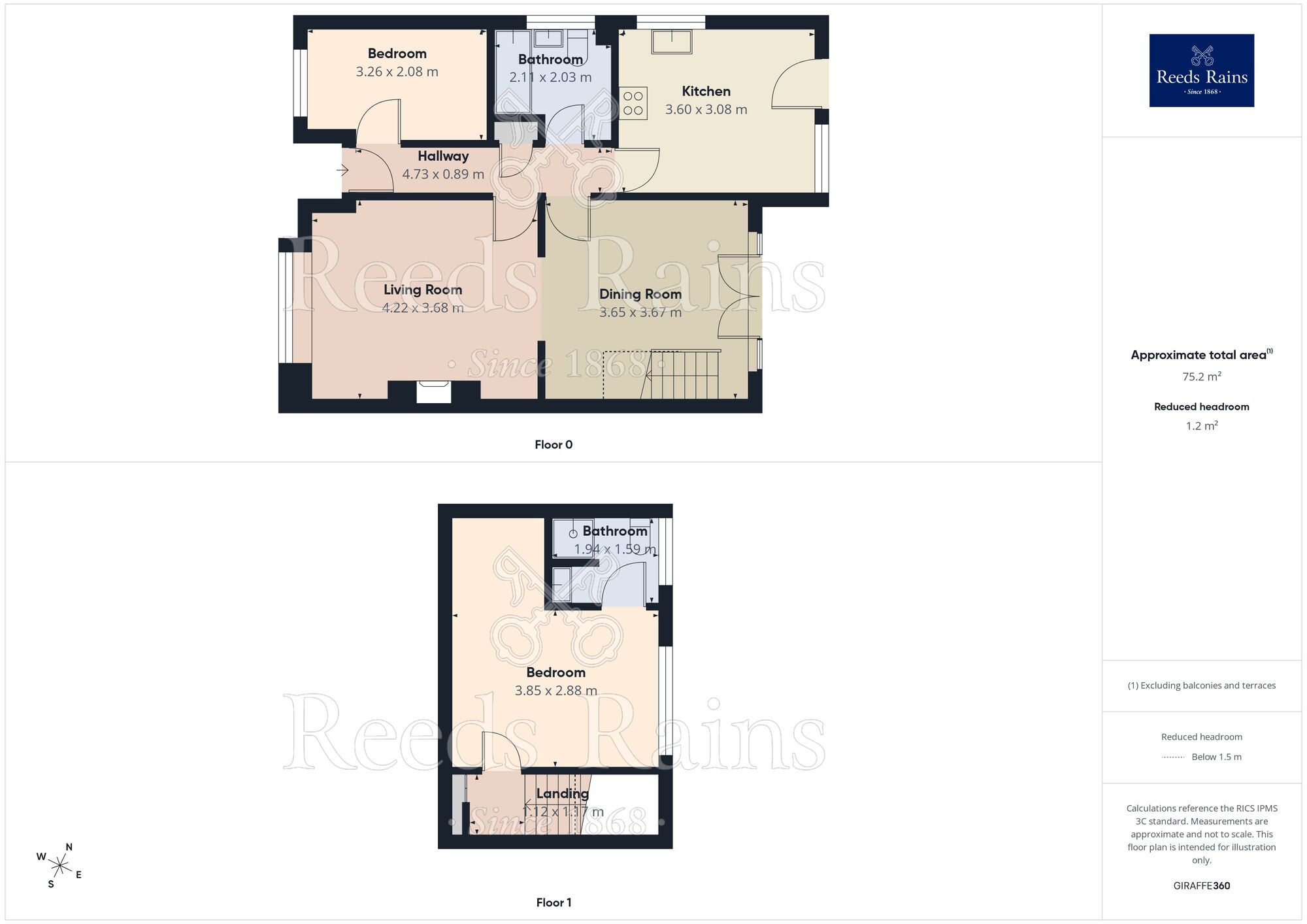 Floorplan of 2 bedroom Semi Detached Bungalow for sale, Whitley Spring Crescent, Ossett, West Yorkshire, WF5