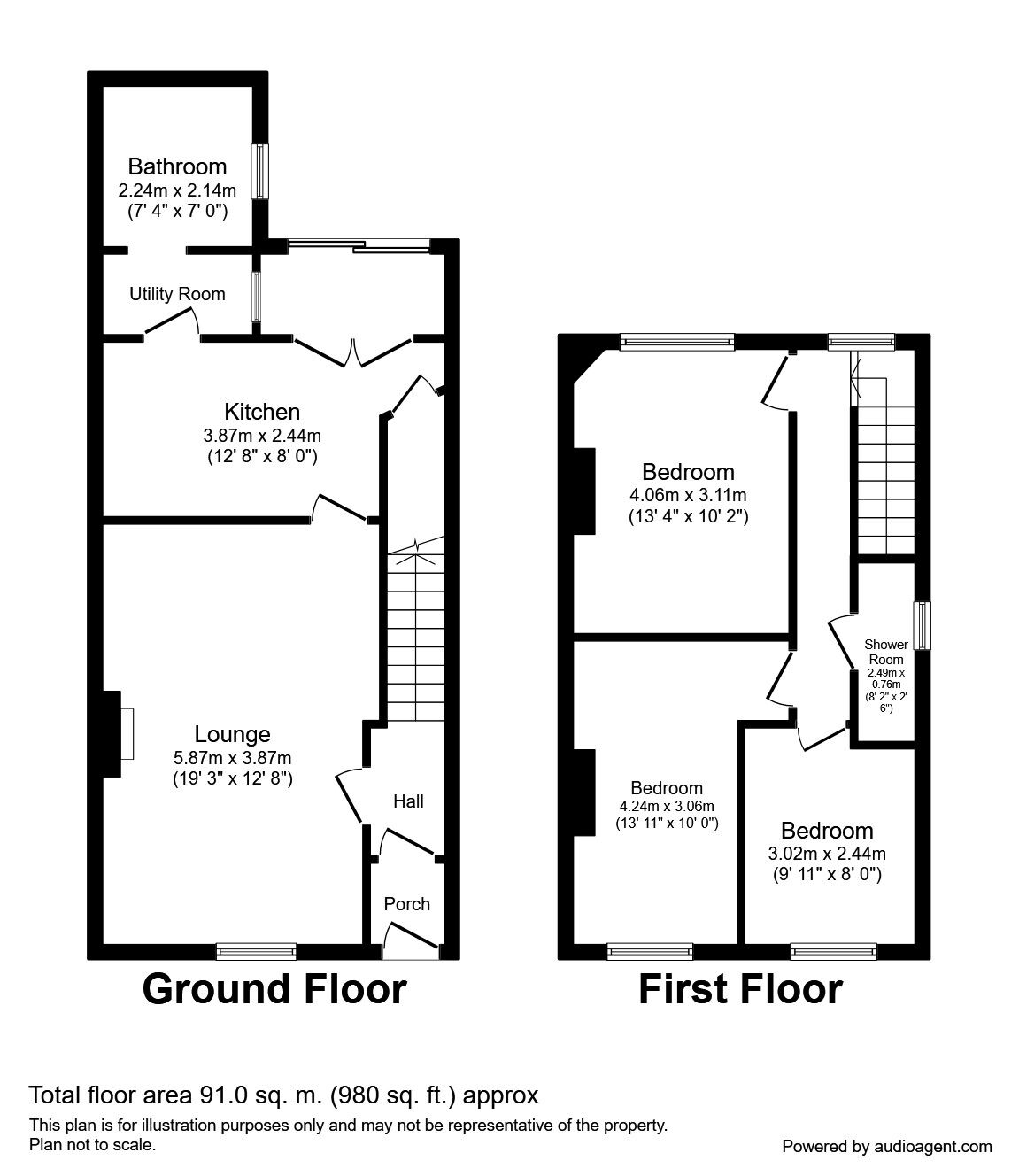 Floorplan of 3 bedroom Mid Terrace House to rent, Gathurst Lane, Shevington, Lancashire, WN6
