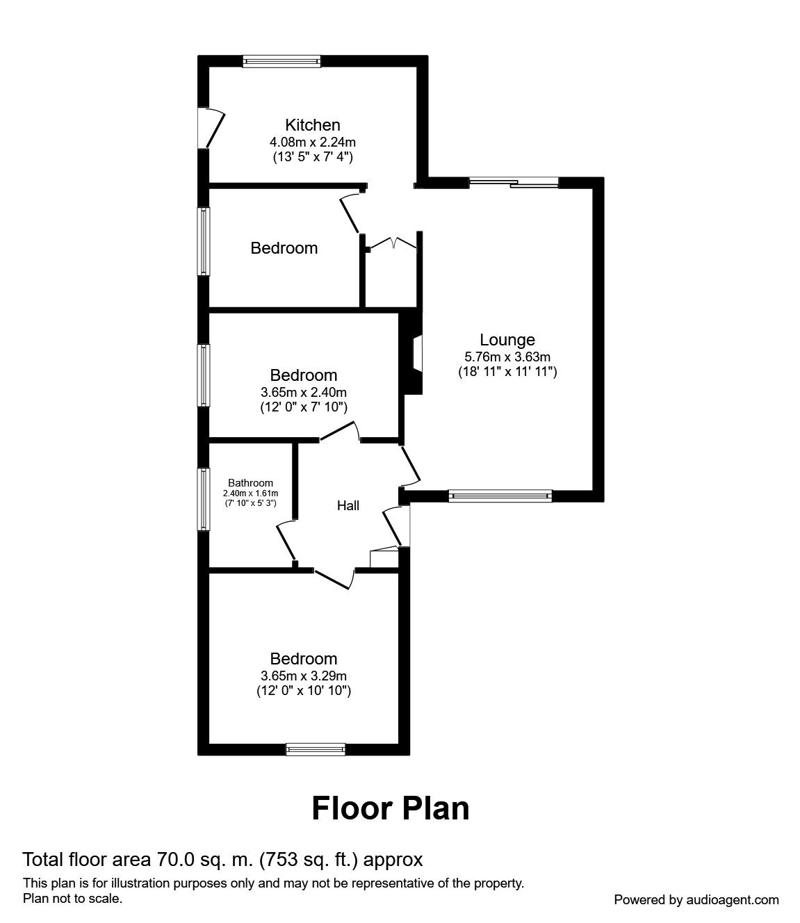 Floorplan of 3 bedroom Semi Detached Bungalow to rent, Princess Road, Standish Lower Ground, Lancashire, WN6