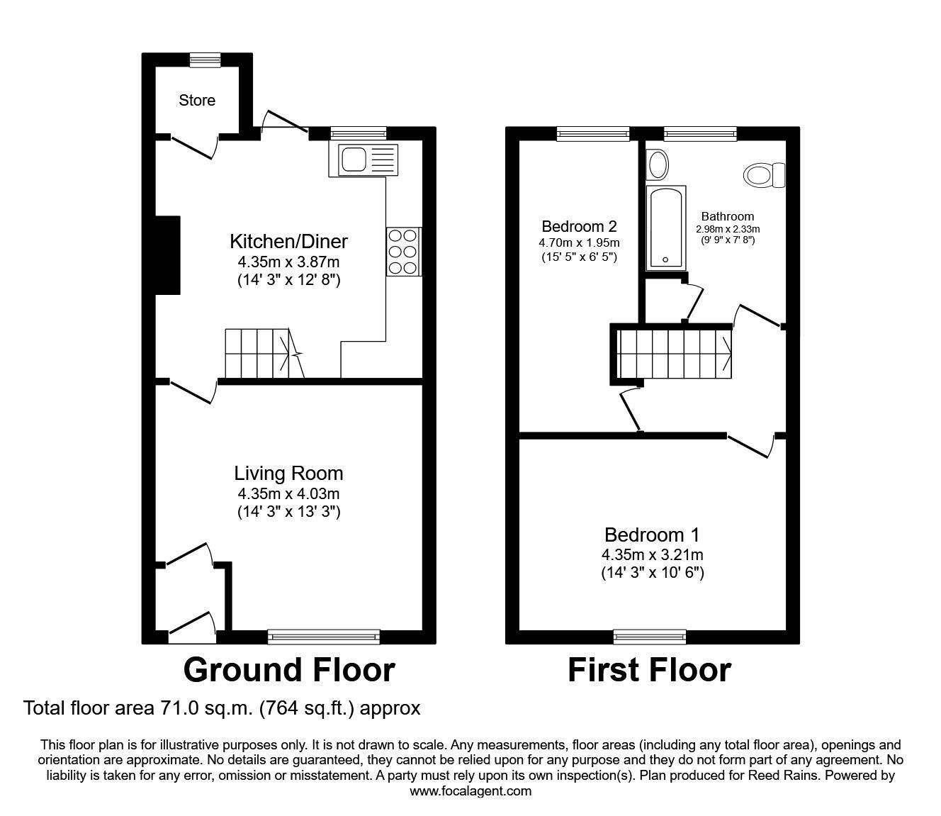 Floorplan of 2 bedroom Mid Terrace House to rent, Thicknesse Avenue, Beech Hill, Lancashire, WN6