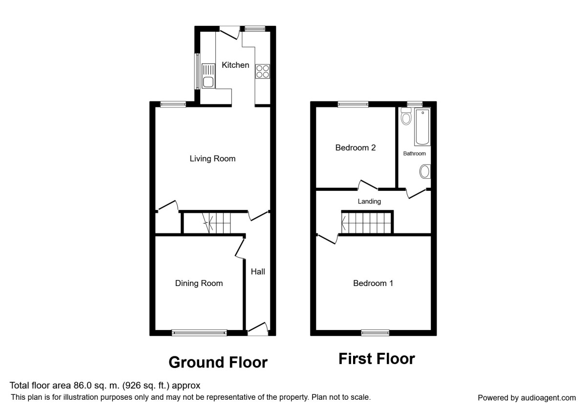 Floorplan of 2 bedroom Mid Terrace House to rent, Loch Street, Orrell, Lancashire, WN5