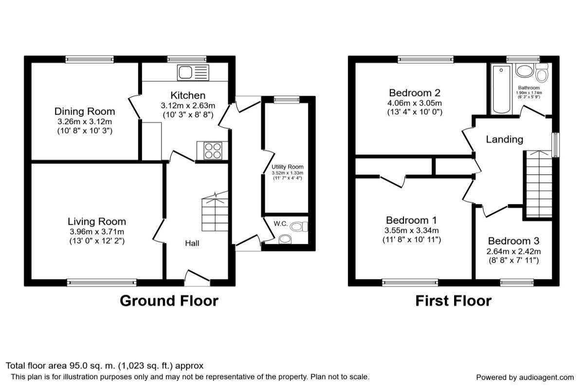 Floorplan of 3 bedroom Semi Detached House for sale, Windermere Road, Ince-In-Makerfield, Wigan, WN2