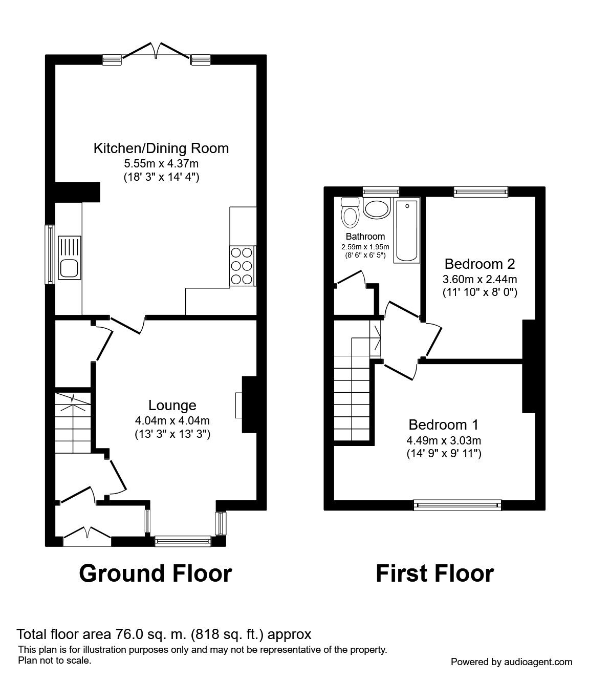 Floorplan of 2 bedroom Mid Terrace House to rent, Prescott Lane, Orrell, Lancashire, WN5