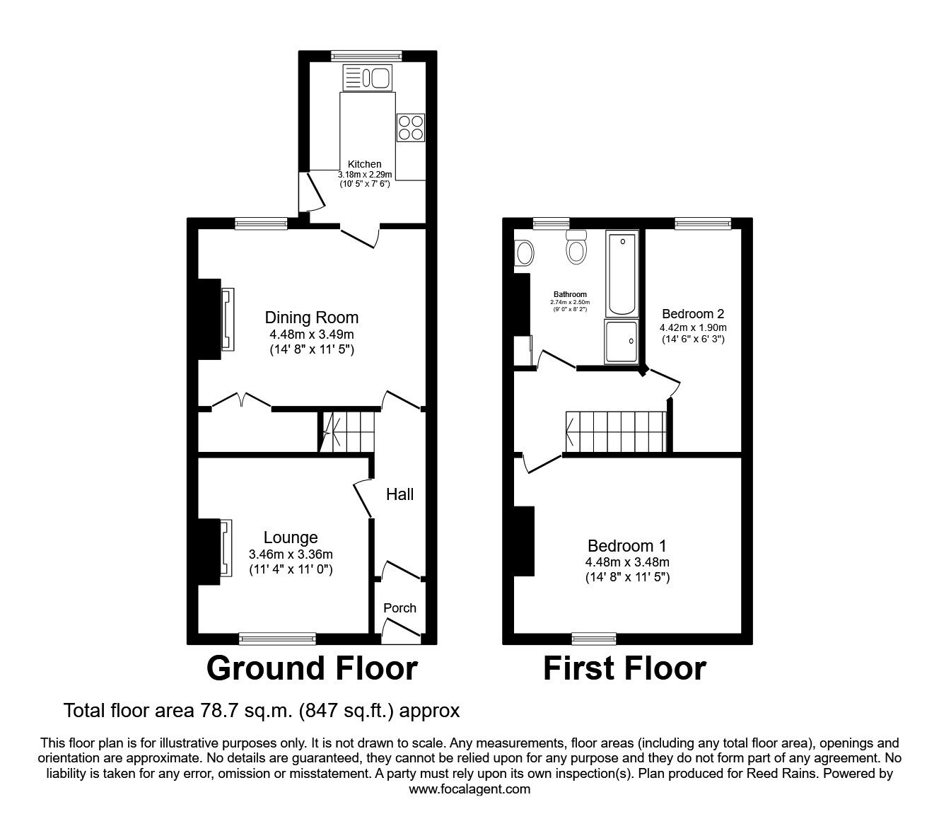 Floorplan of 2 bedroom Mid Terrace House to rent, Billinge Road, Wigan, Greater Manchester, WN5