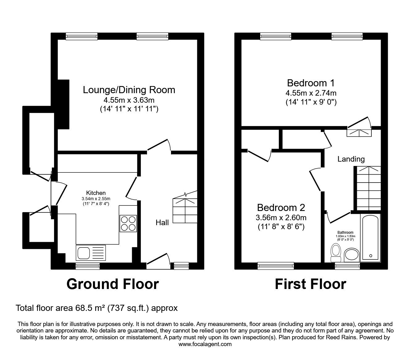 Floorplan of 2 bedroom Semi Detached House for sale, Ormskirk Road, Skelmersdale, Lancashire, WN8