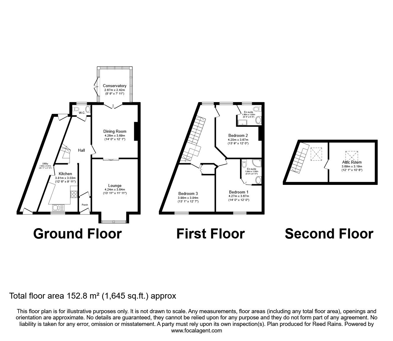 Floorplan of 3 bedroom End Terrace House for sale, Moss Lane, Platt Bridge, Greater Manchester, WN2