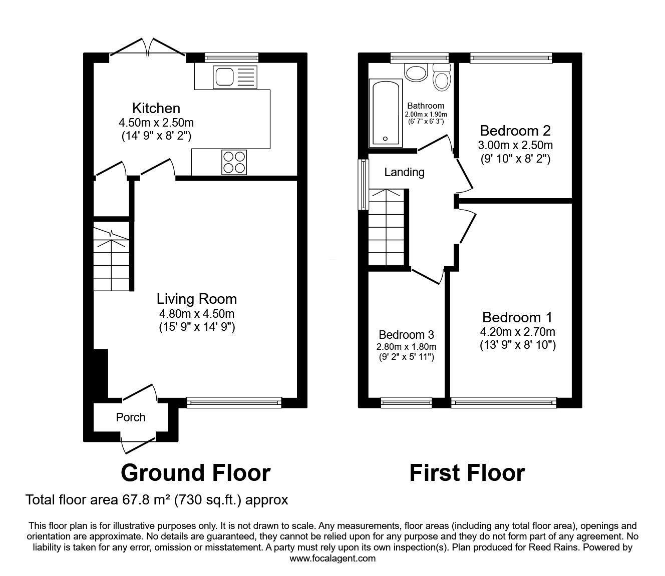 Floorplan of 3 bedroom Semi Detached House for sale, Telford Crescent, Leigh, Greater Manchester, WN7