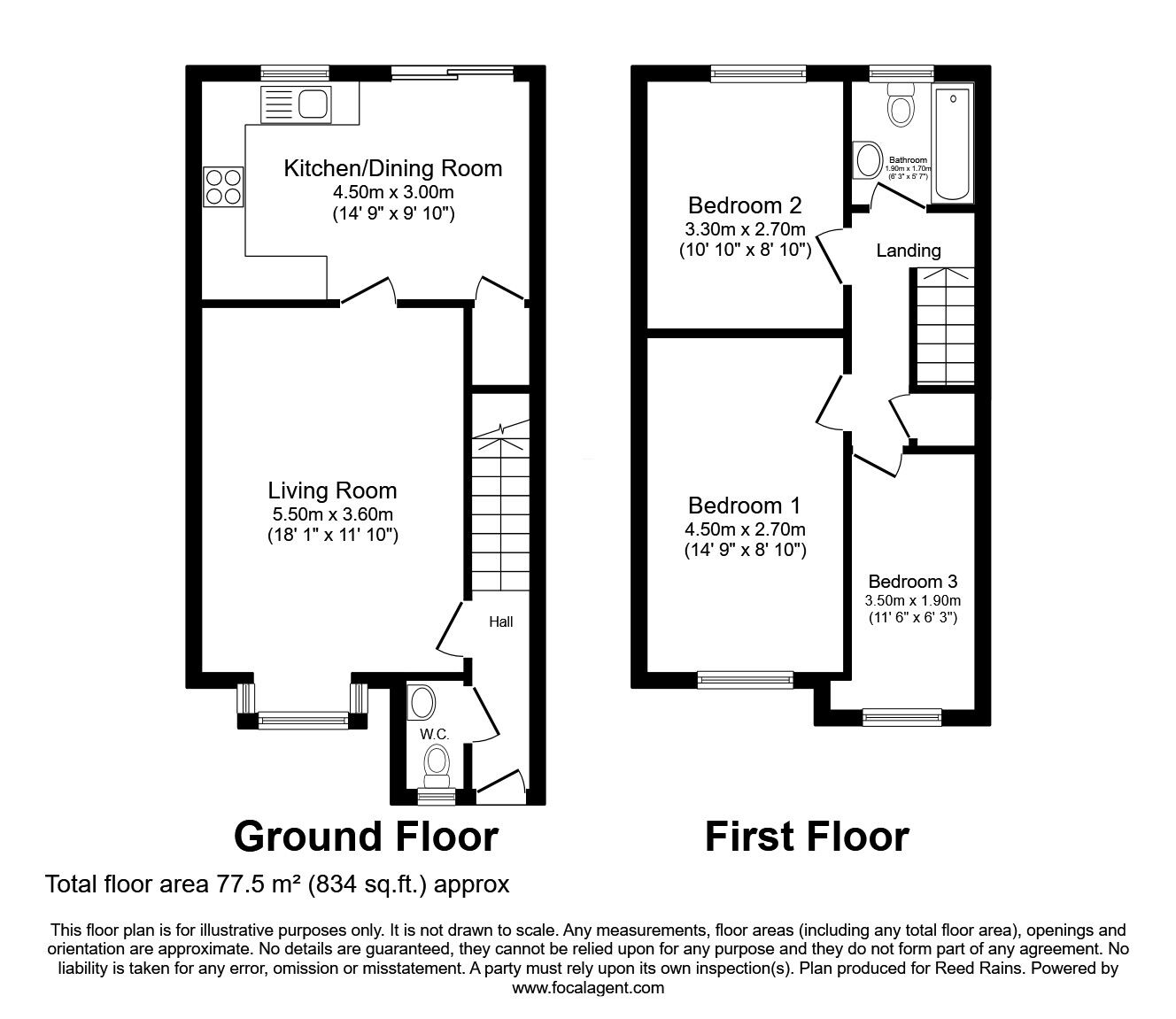 Floorplan of 3 bedroom Semi Detached House for sale, Shevington Moor, Standish, Greater Manchester, WN6