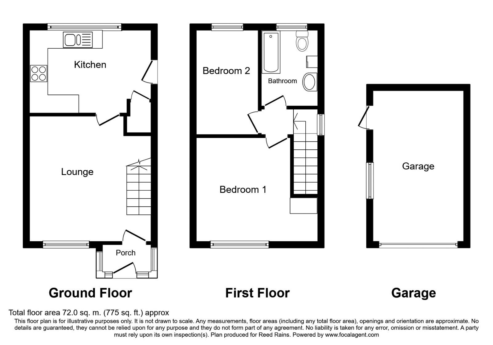 Floorplan of 2 bedroom Semi Detached House to rent, Churchfield, Shevington, Greater Manchester, WN6